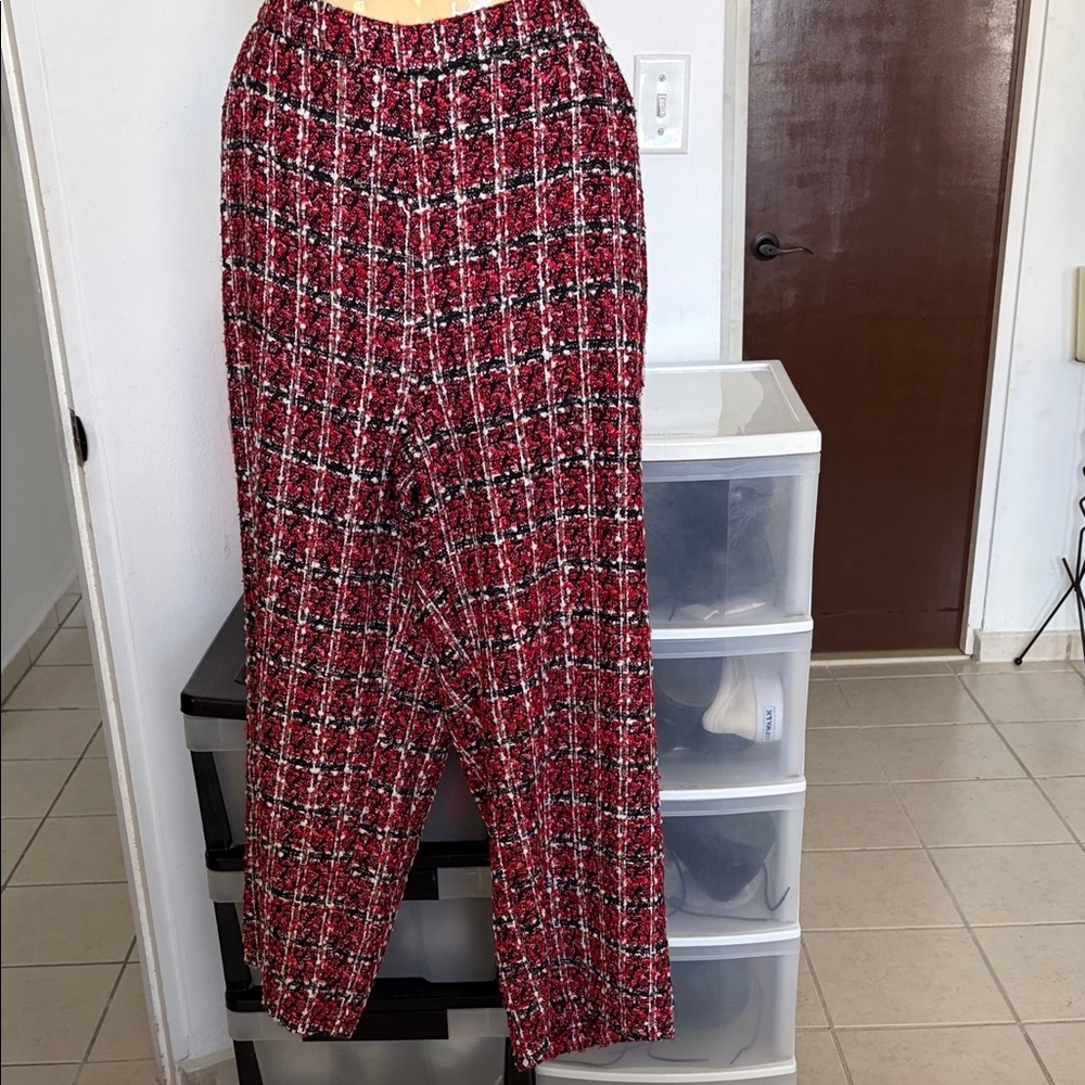 SHEIN Red and Black Plaid Women's Trousers